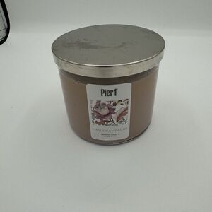Pier 1 Imports‎ Pink Champagne 3 Wick Candle In Glass Scented 14.5 oz New